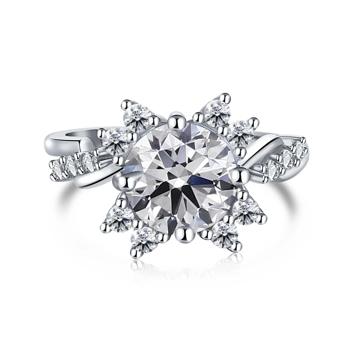 Rhodium Plated Sterling Silver Cubic Zirconia Ring