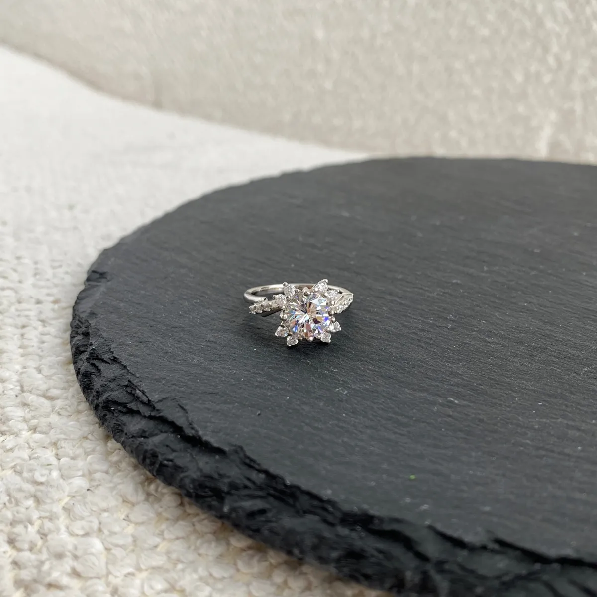 Rhodium Plated Sterling Silver Cubic Zirconia Ring