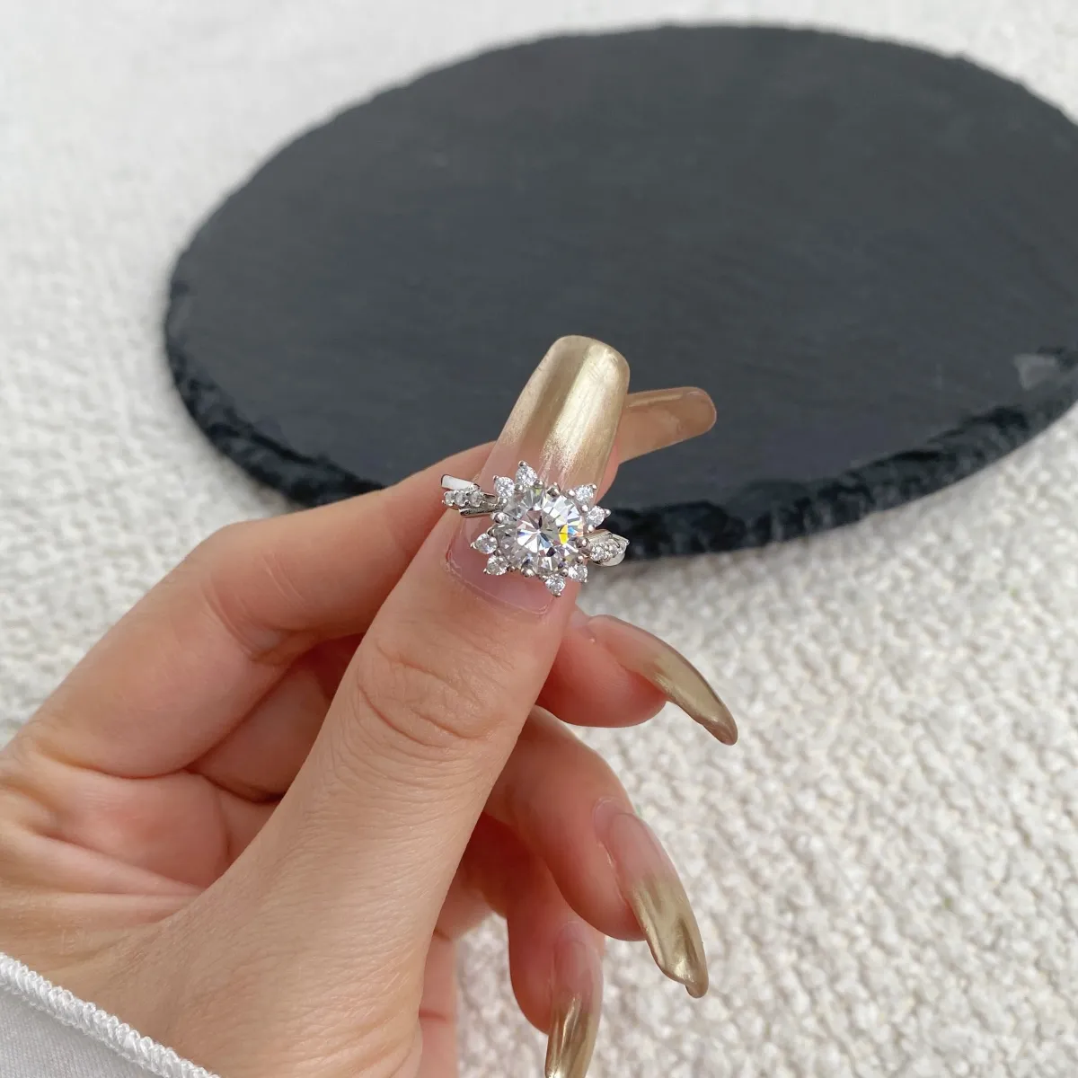 Rhodium Plated Sterling Silver Cubic Zirconia Ring