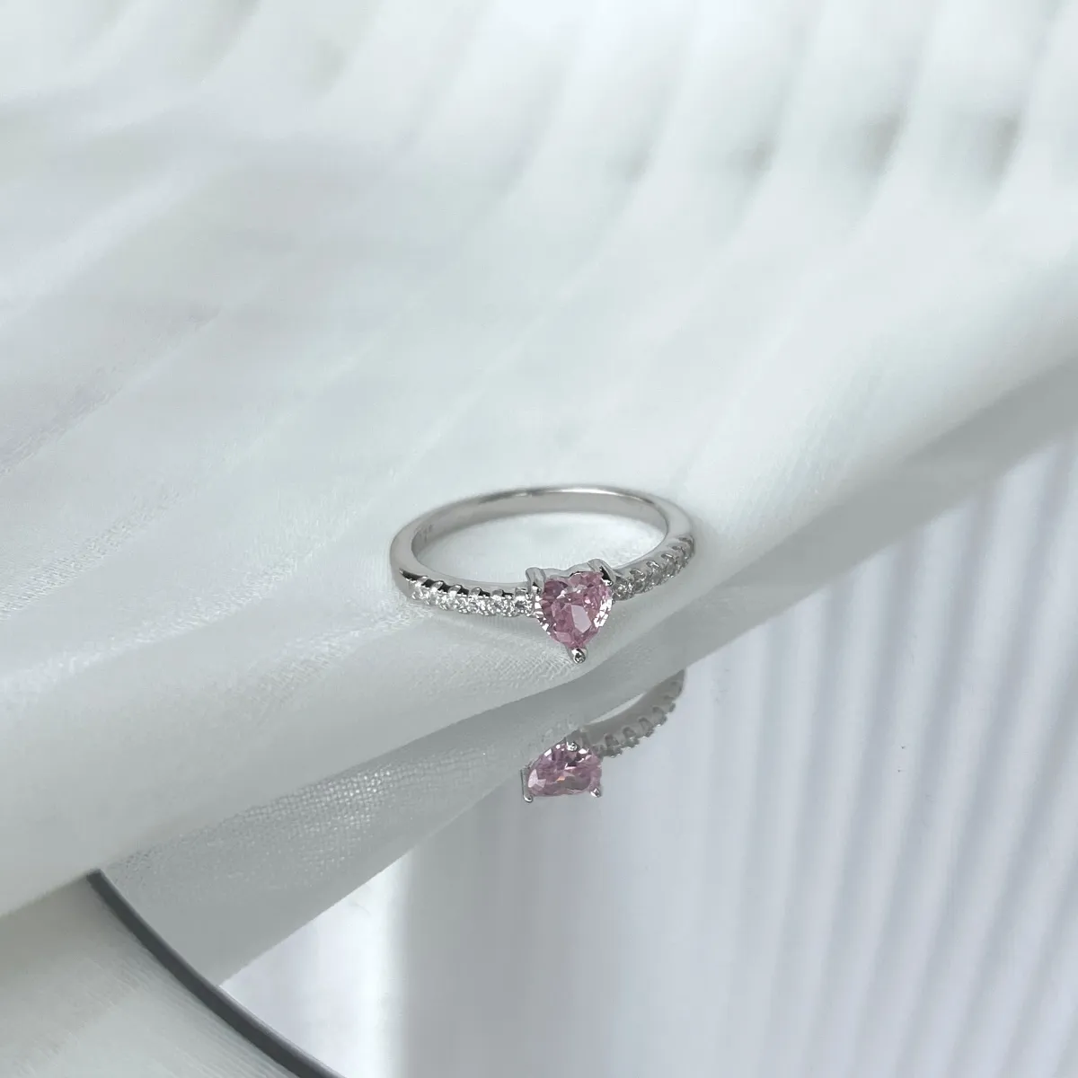 Minimalist Sterling Silver Ring with Rhodium Plated Finish