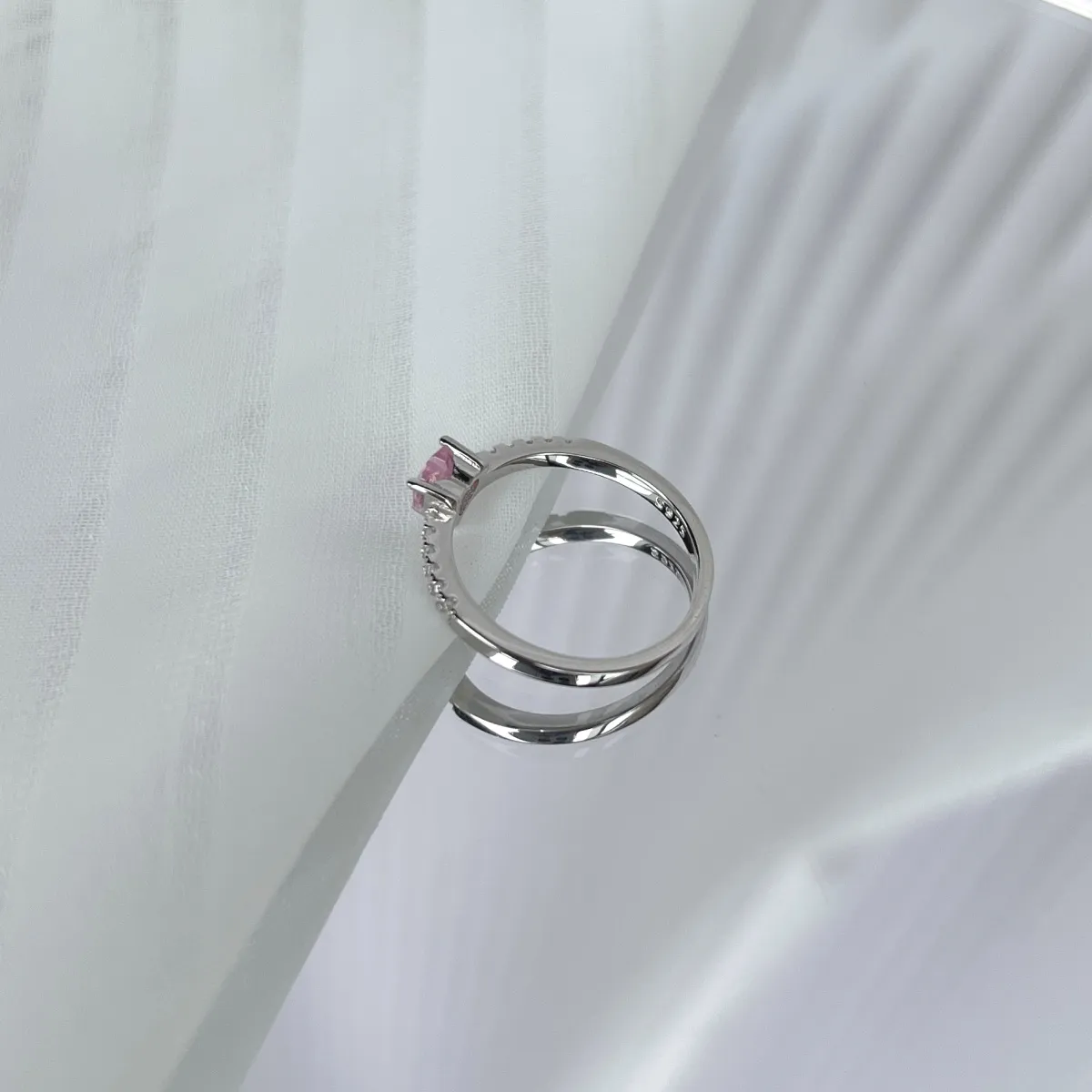 Minimalist Sterling Silver Ring with Rhodium Plated Finish