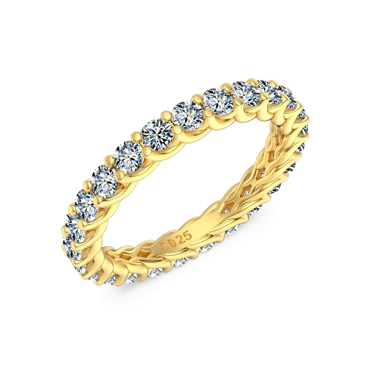 Minimalist Moissanite Sterling Silver Ring, Gold Plated