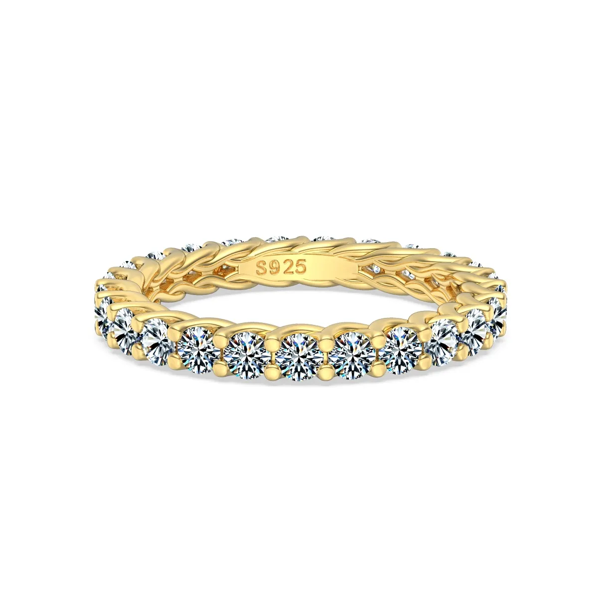 Minimalist Moissanite Sterling Silver Ring, Gold Plated