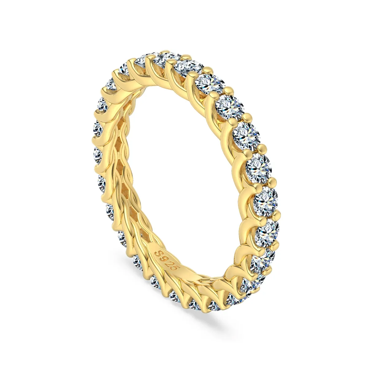 Minimalist Moissanite Sterling Silver Ring, Gold Plated