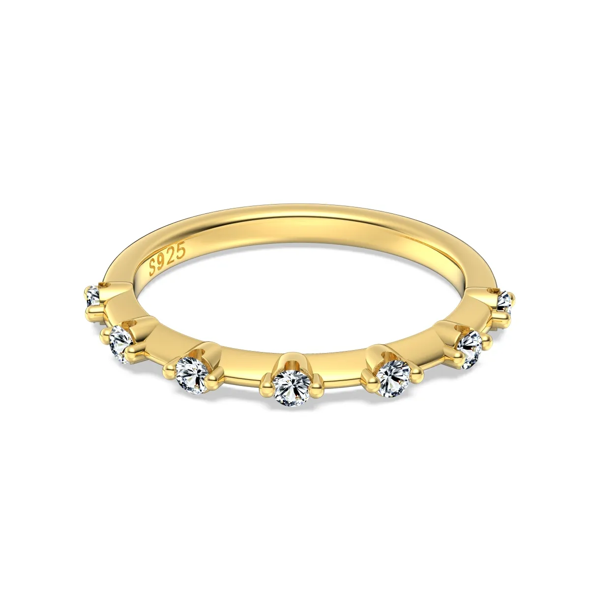 Minimalist Moissanite Sterling Silver Ring, Gold Plated