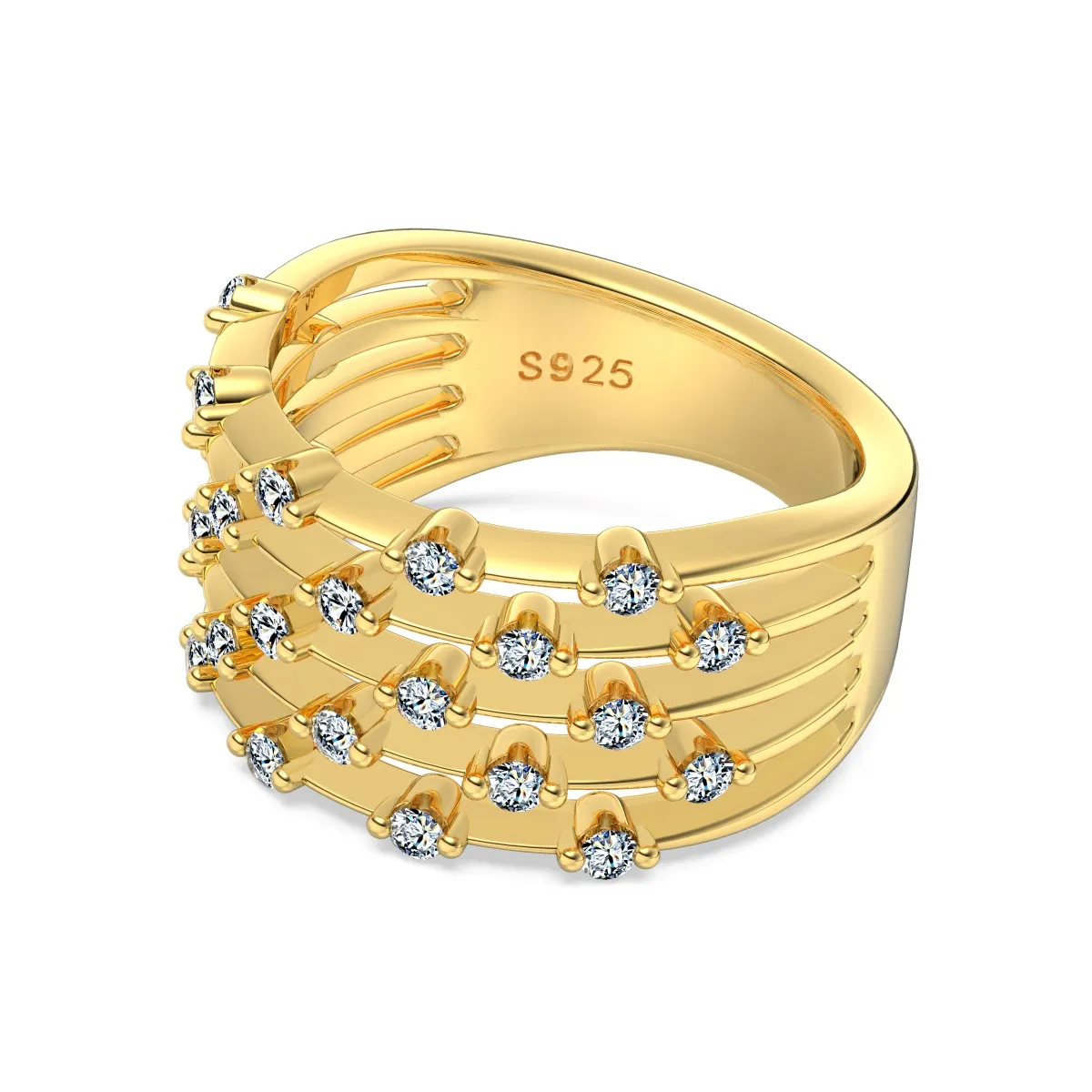 Minimalist Moissanite Sterling Silver Ring, Gold Plated