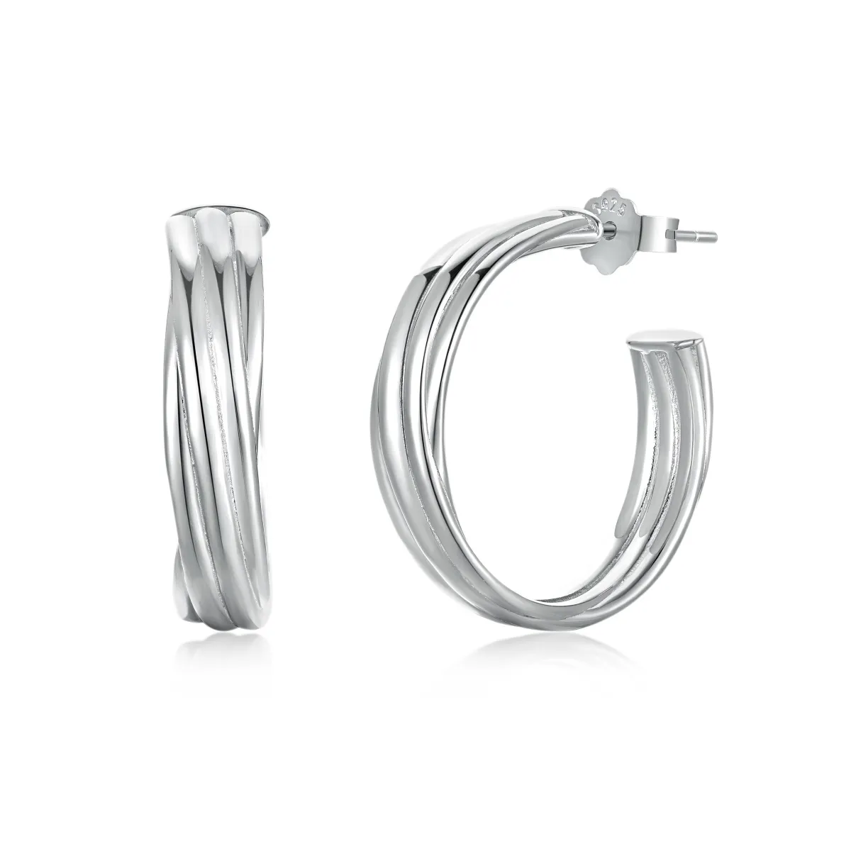 Sterling Silver Rhodium Plated Earrings