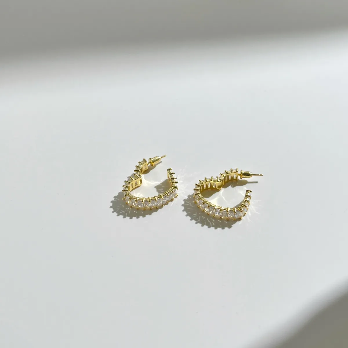 Minimalist Gold Plated Cubic Zirconia Earrings