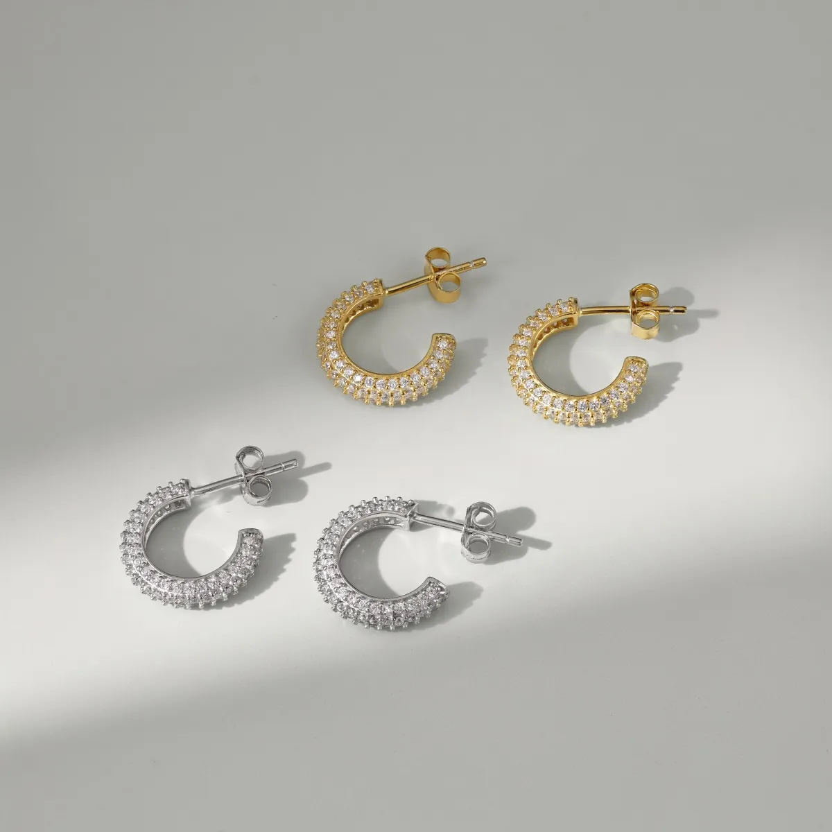 Minimalist Gold Plated Sterling Silver Cubic Zirconia Earrings