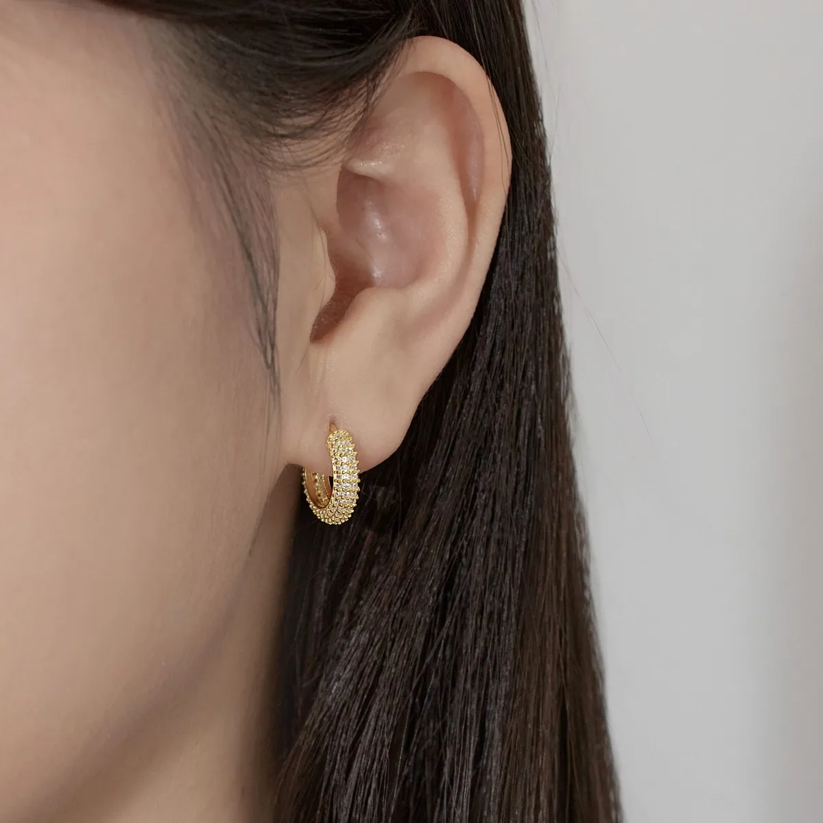 Minimalist Gold Plated Sterling Silver Cubic Zirconia Earrings