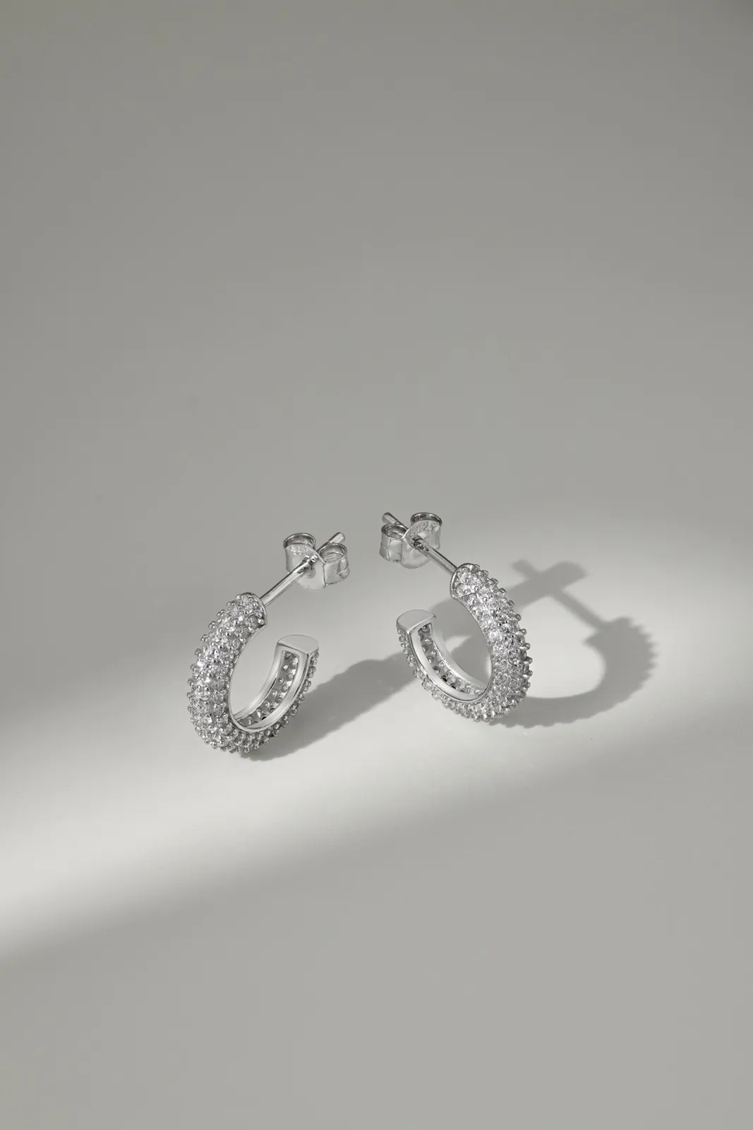 Minimalist Cubic Zirconia Sterling Silver Earrings