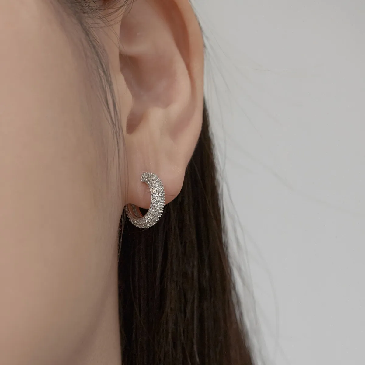 Minimalist Cubic Zirconia Sterling Silver Earrings