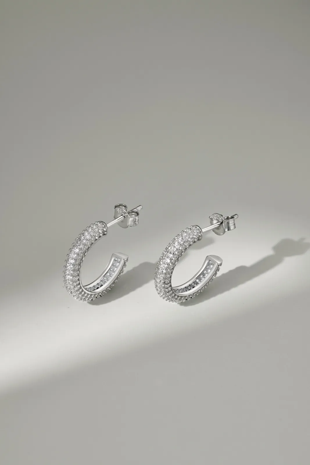 Minimalist Cubic Zirconia Sterling Silver Earrings