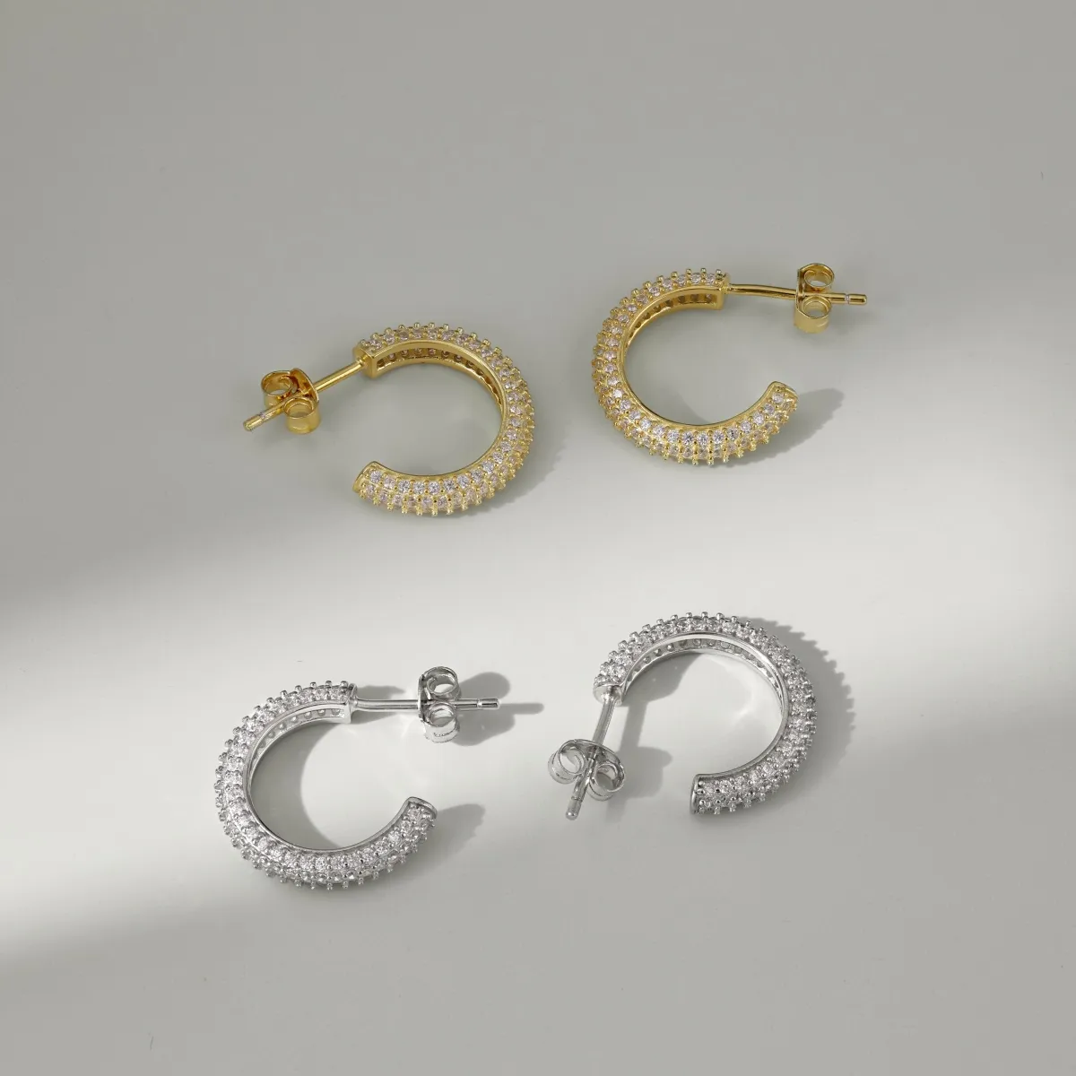 Minimalist Cubic Zirconia Sterling Silver Earrings