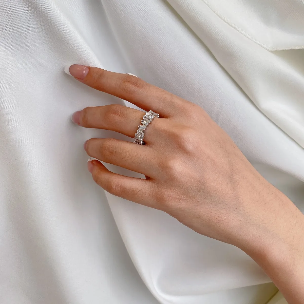 Rhodium Plated Cubic Zirconia Ring