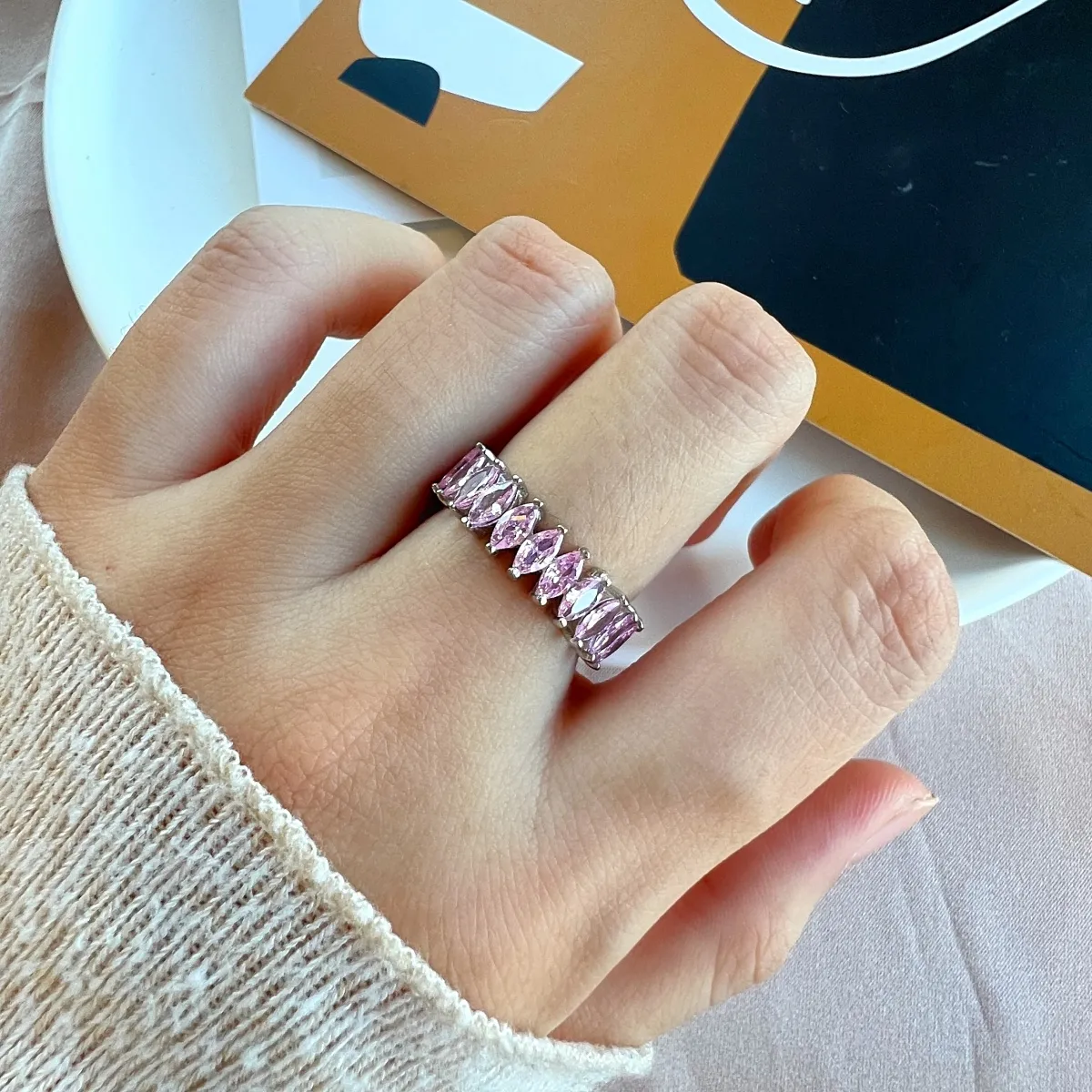 Minimalist Cubic Zirconia Sterling Silver Ring