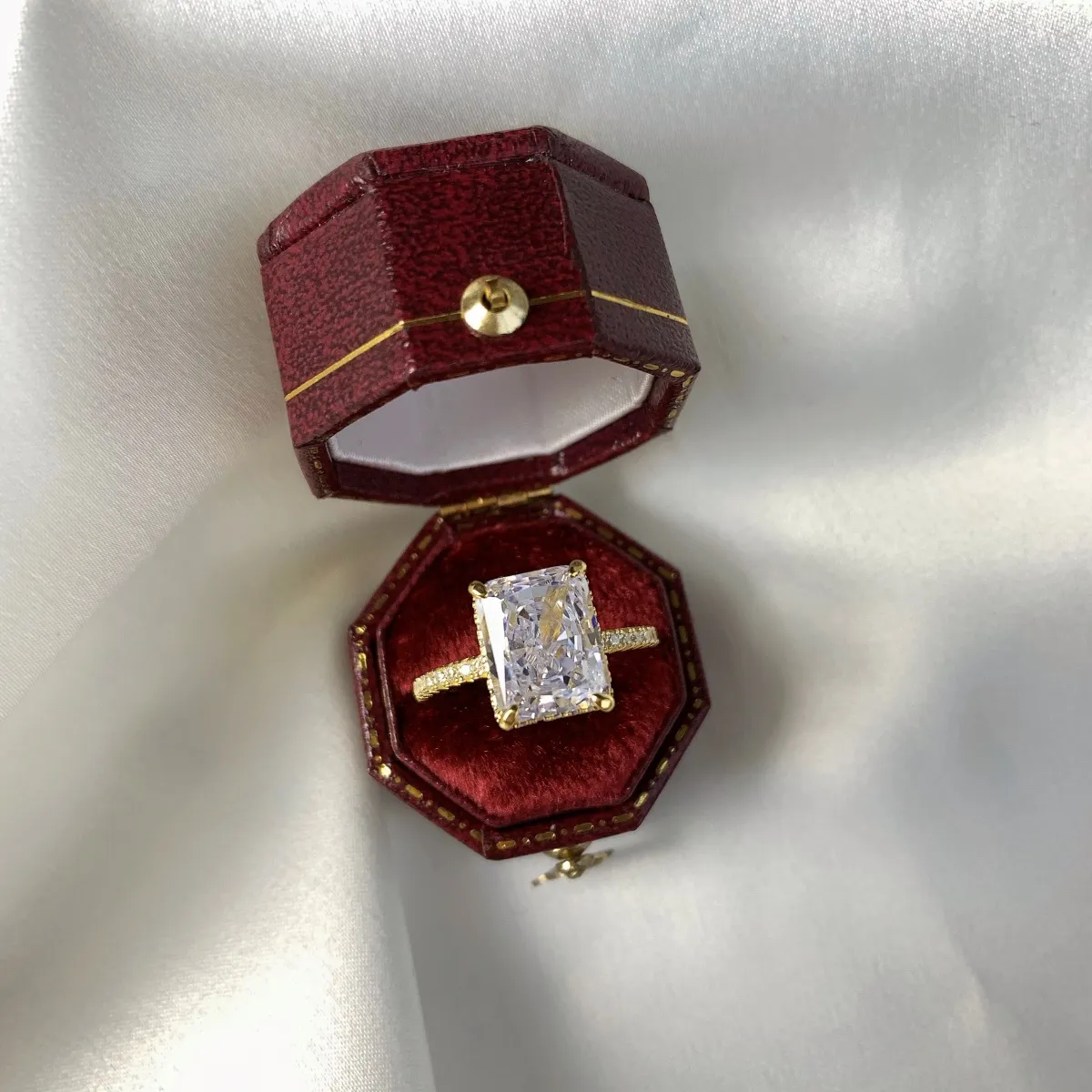 Minimalist Cubic Zirconia Sterling Silver Ring, Gold Plated