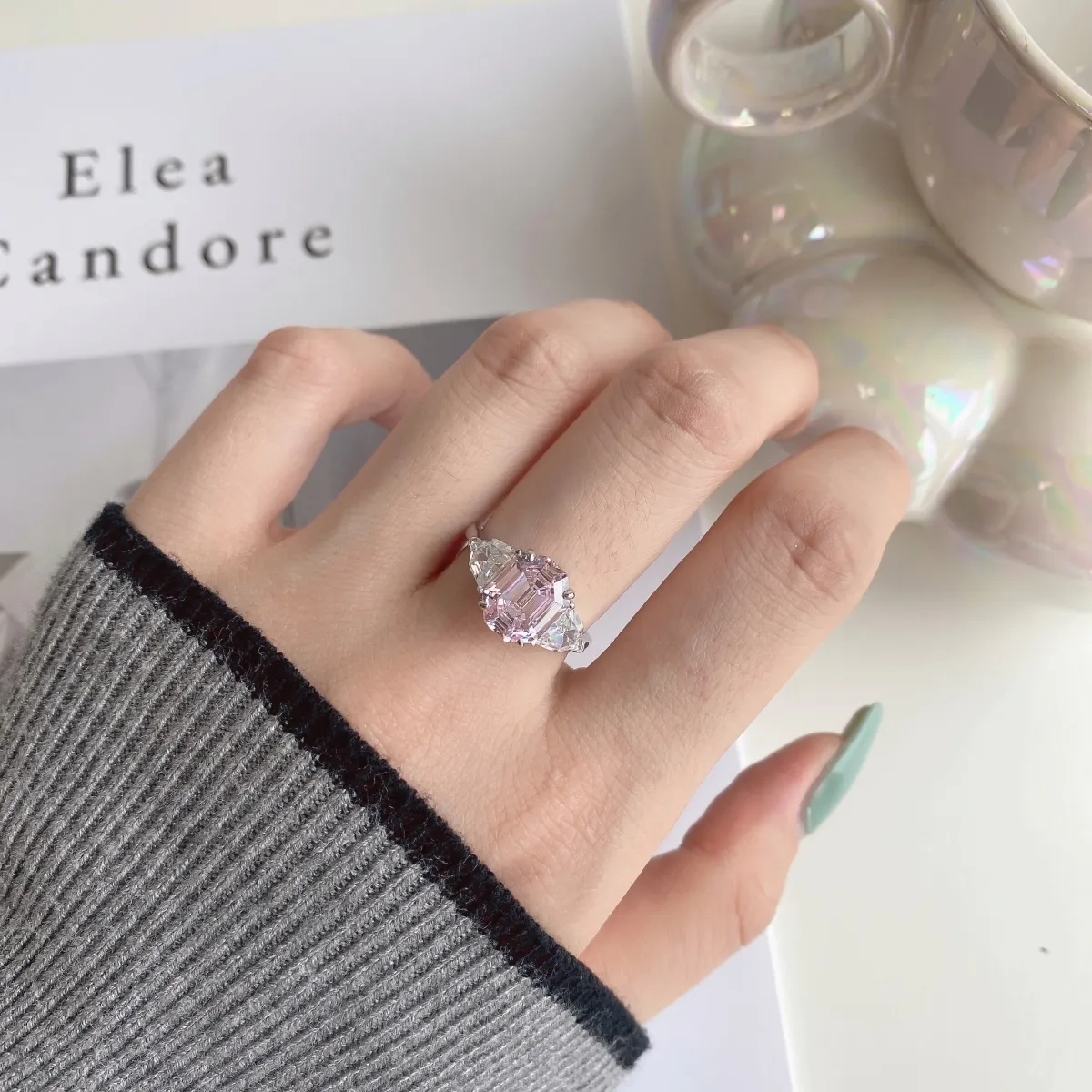 Bridal Ring — 925 Sterling Silver, Rhodium Plated