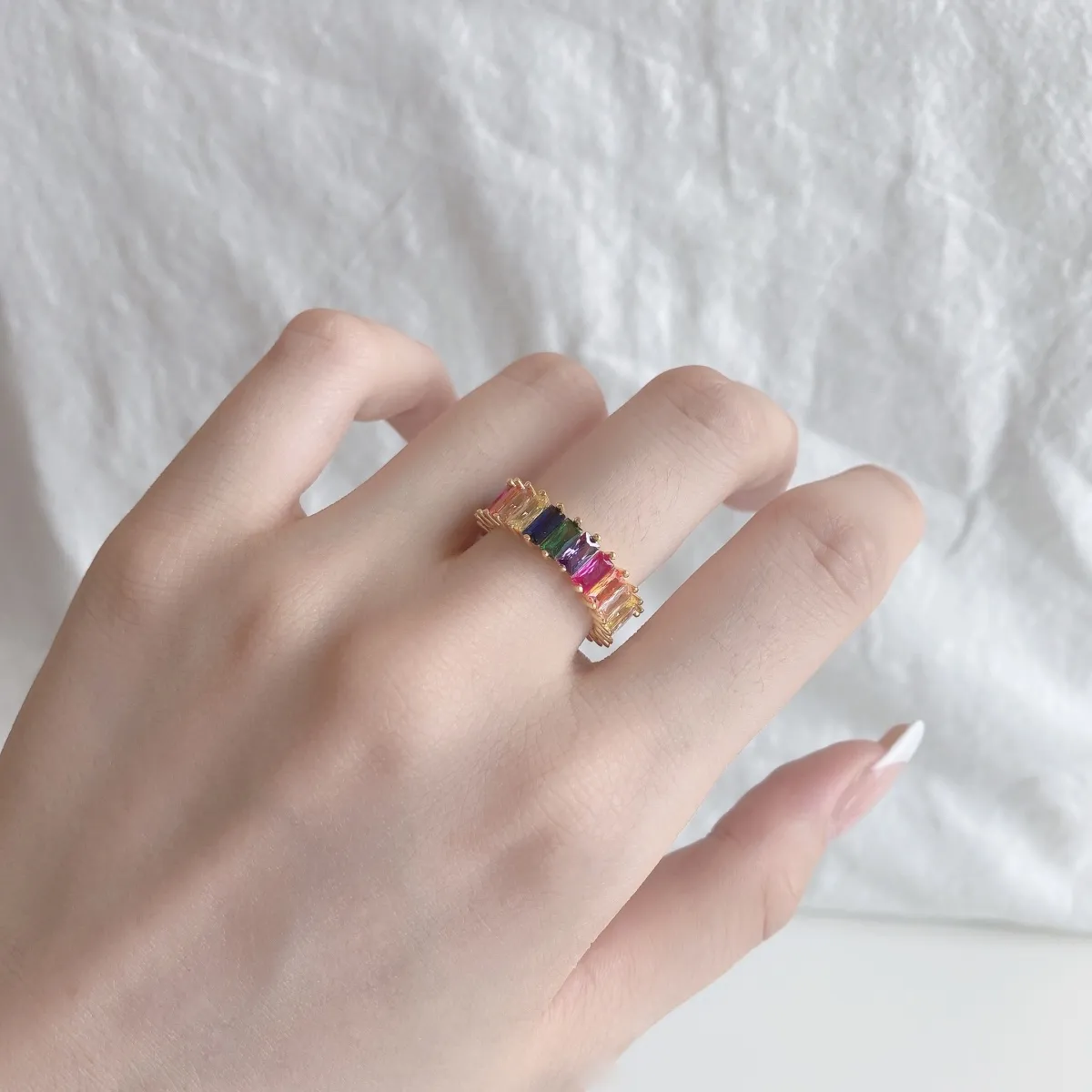 Minimalist Cubic Zirconia Sterling Silver Ring, Gold Plated
