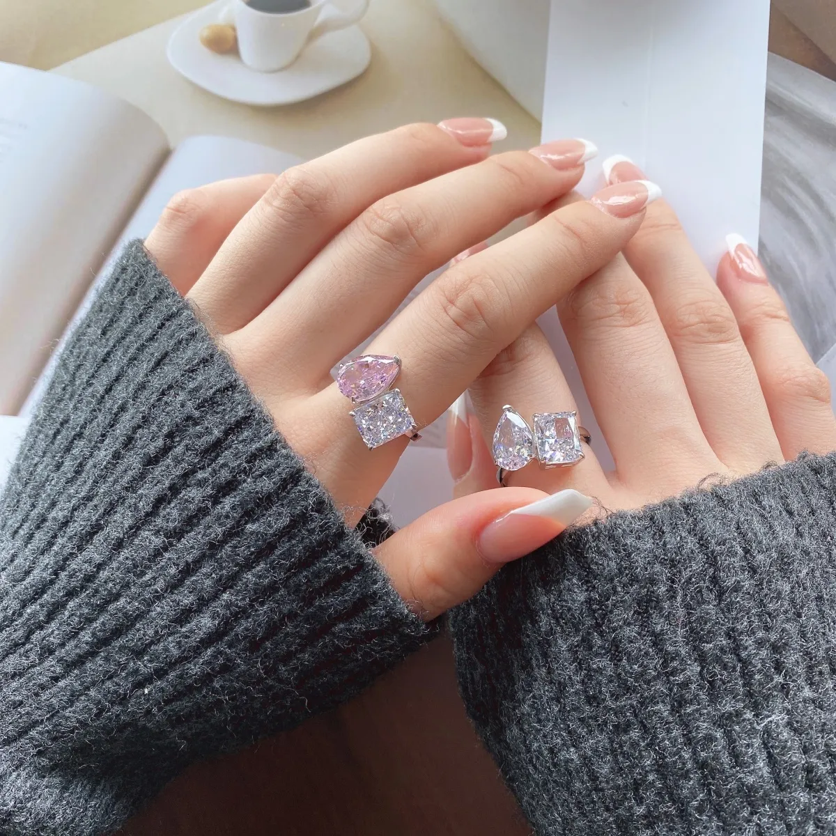Minimalist Cubic Zirconia Bridal Ring in Sterling Silver