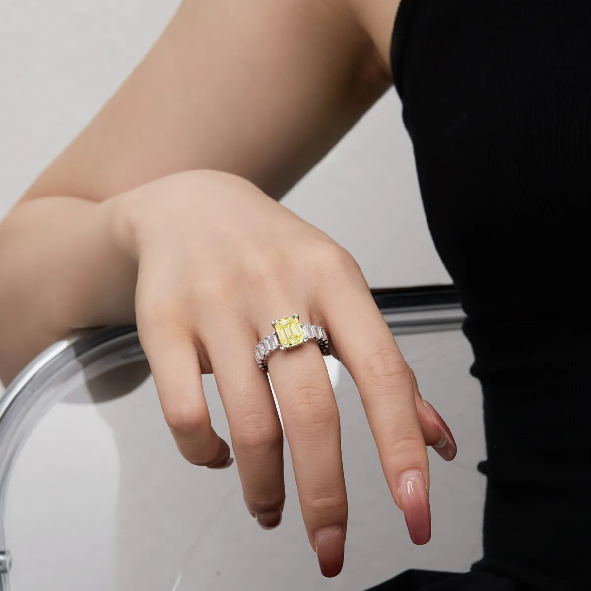 Minimalist Cubic Zirconia Sterling Sier Ring