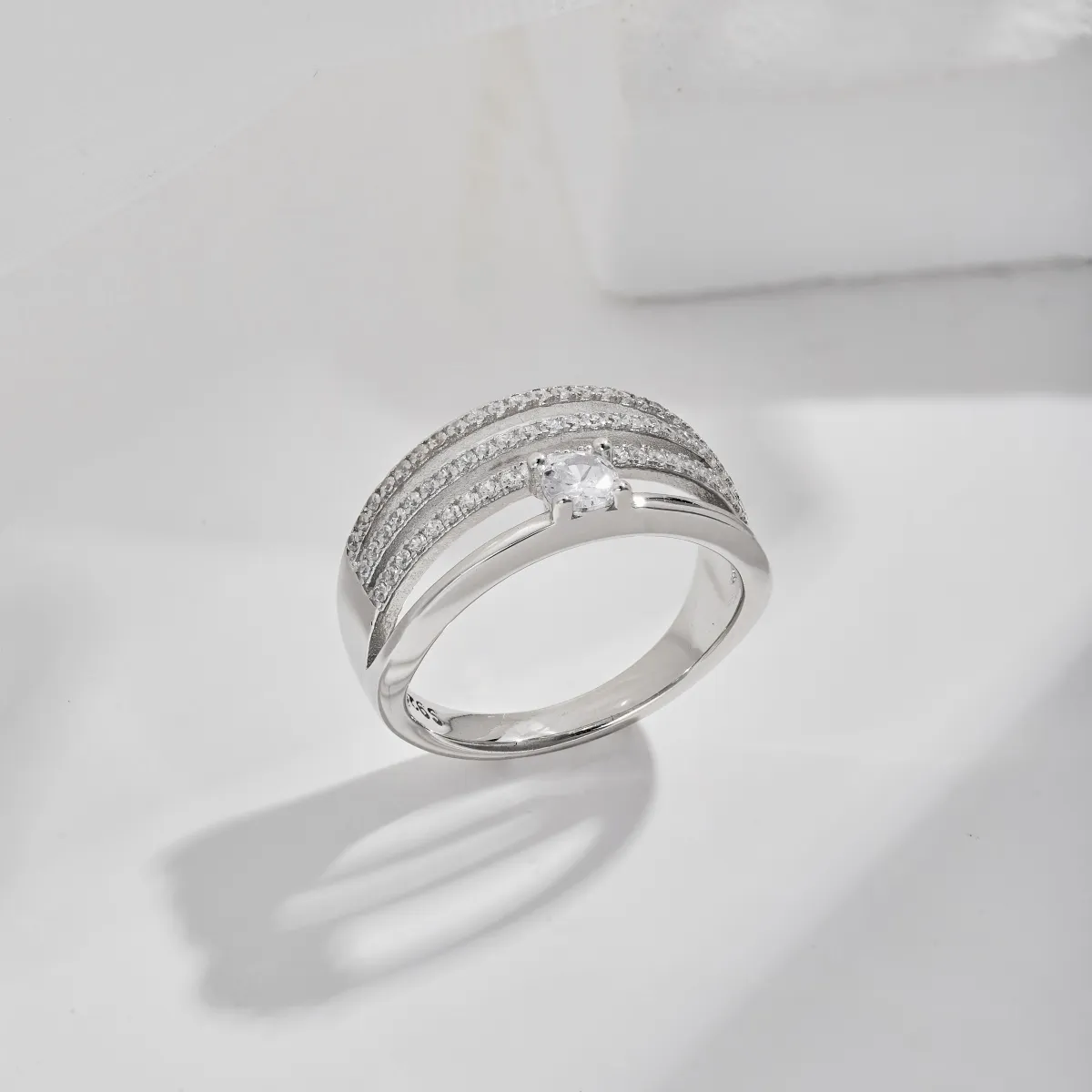 Statement Cubic Zirconia Ring in Sterling Silver