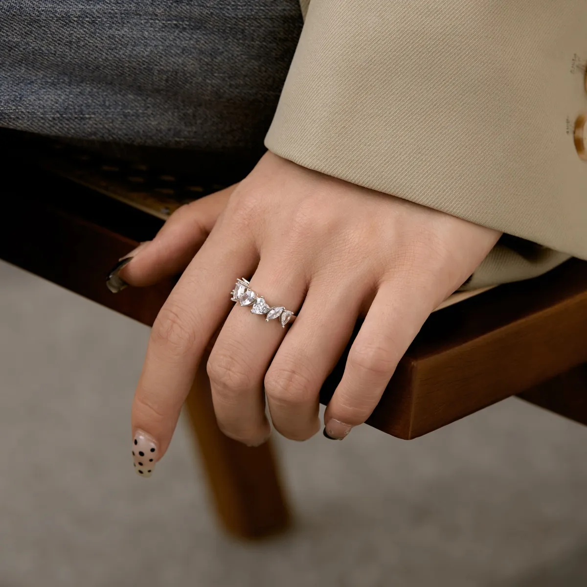 Minimalist Sterling Silver Ring with Rhodium Plating