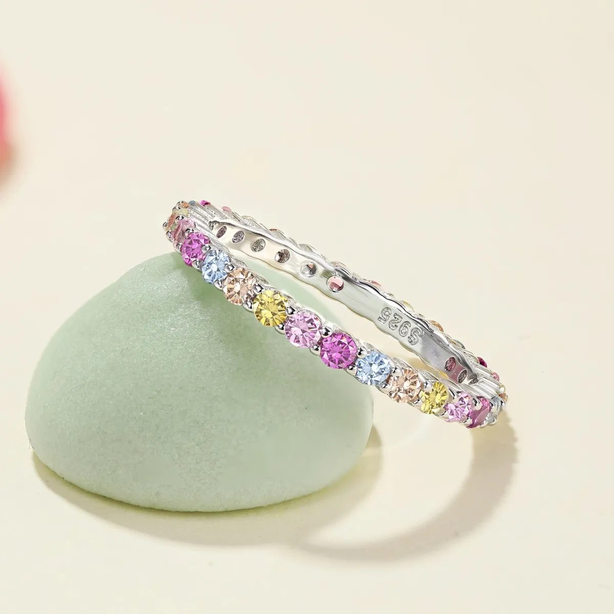 Cubic Zirconia Minimalist Ring — 925 Sterling Silver, Rhodium Plated