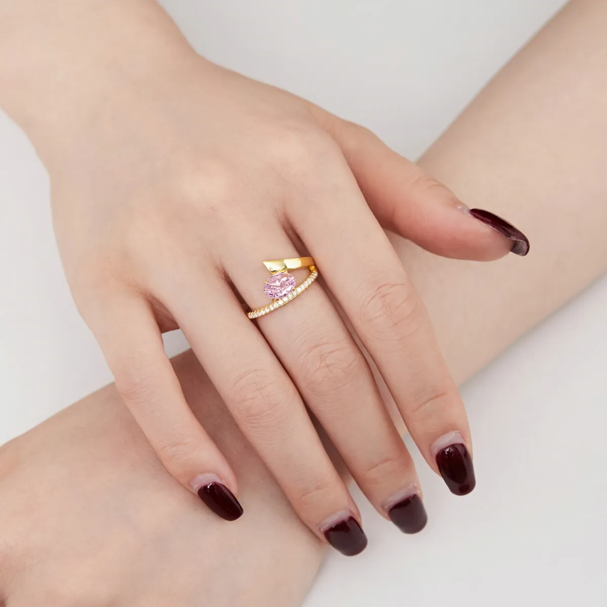 Minimalist Cubic Zirconia Sterling Sier Ring, Gold Plated