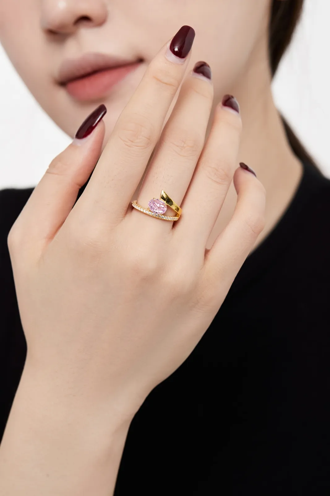 Minimalist Cubic Zirconia Sterling Sier Ring, Gold Plated