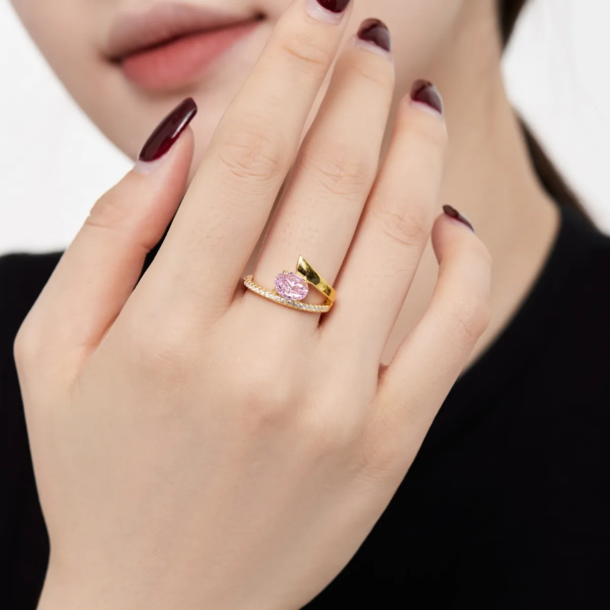 Minimalist Cubic Zirconia Sterling Sier Ring, Gold Plated