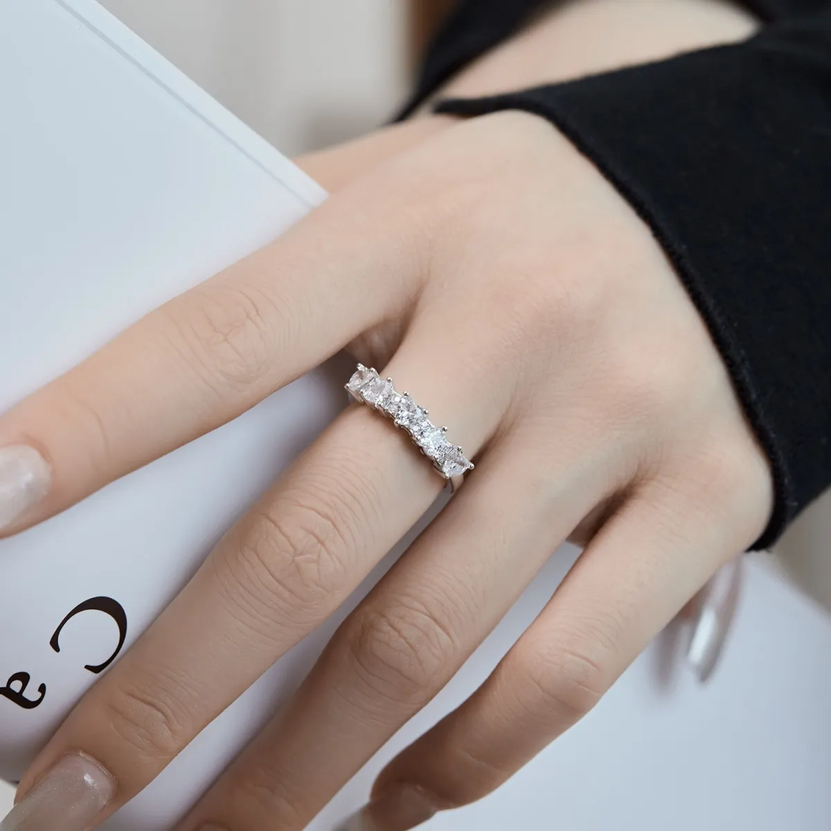 Minimalist Cubic Zirconia Sterling Silver Ring