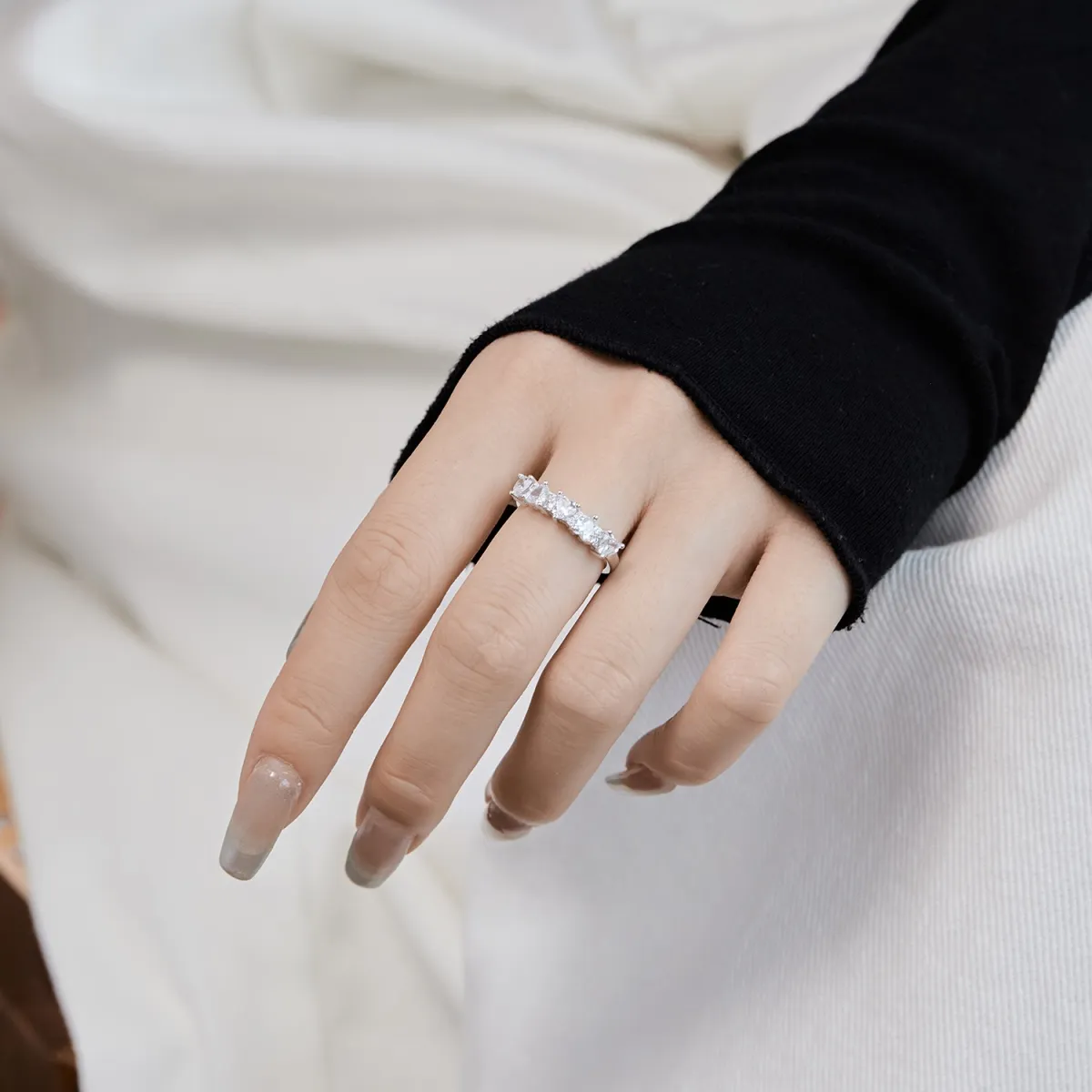 Minimalist Cubic Zirconia Sterling Silver Ring