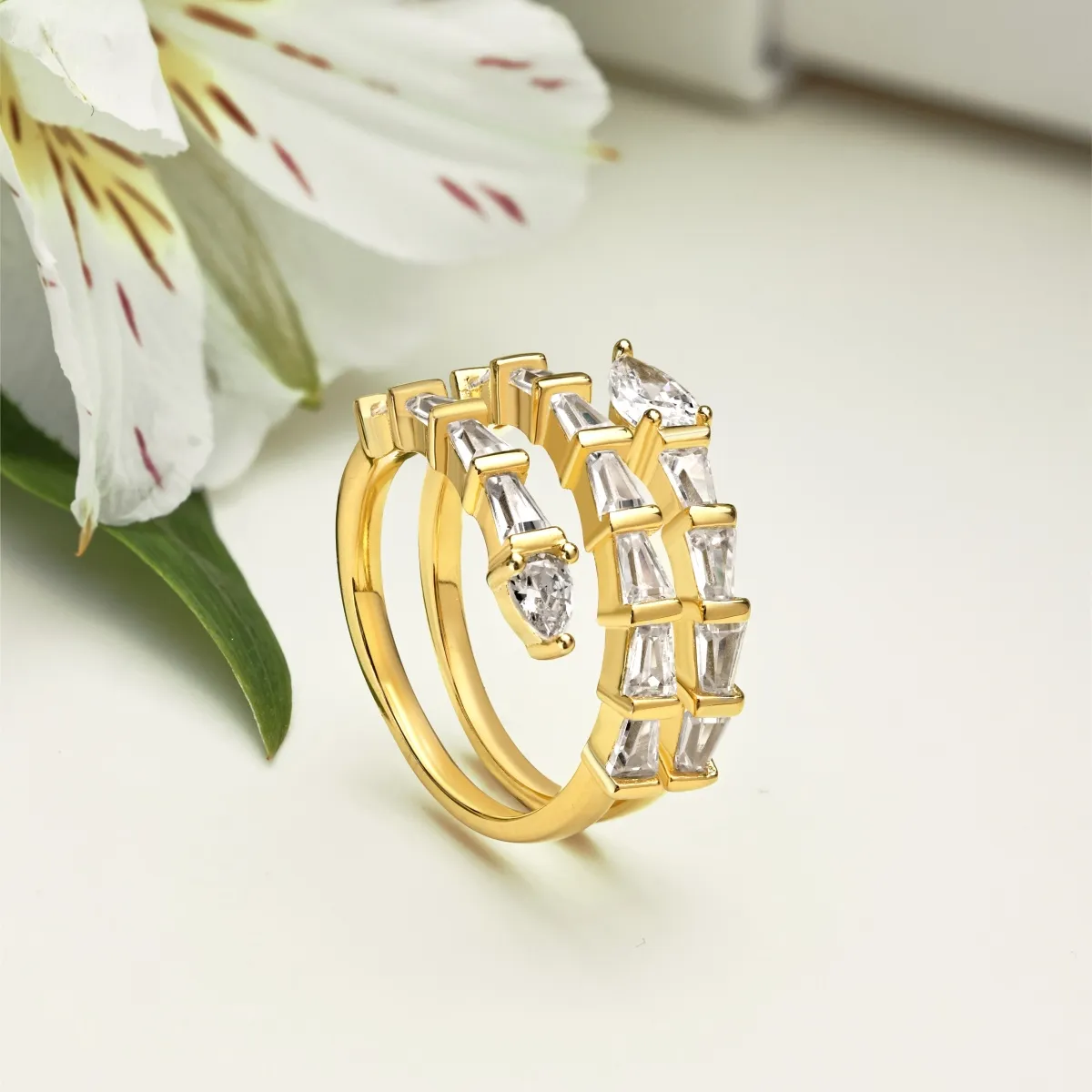 Gold Plated Sterling Silver Cubic Zirconia Ring