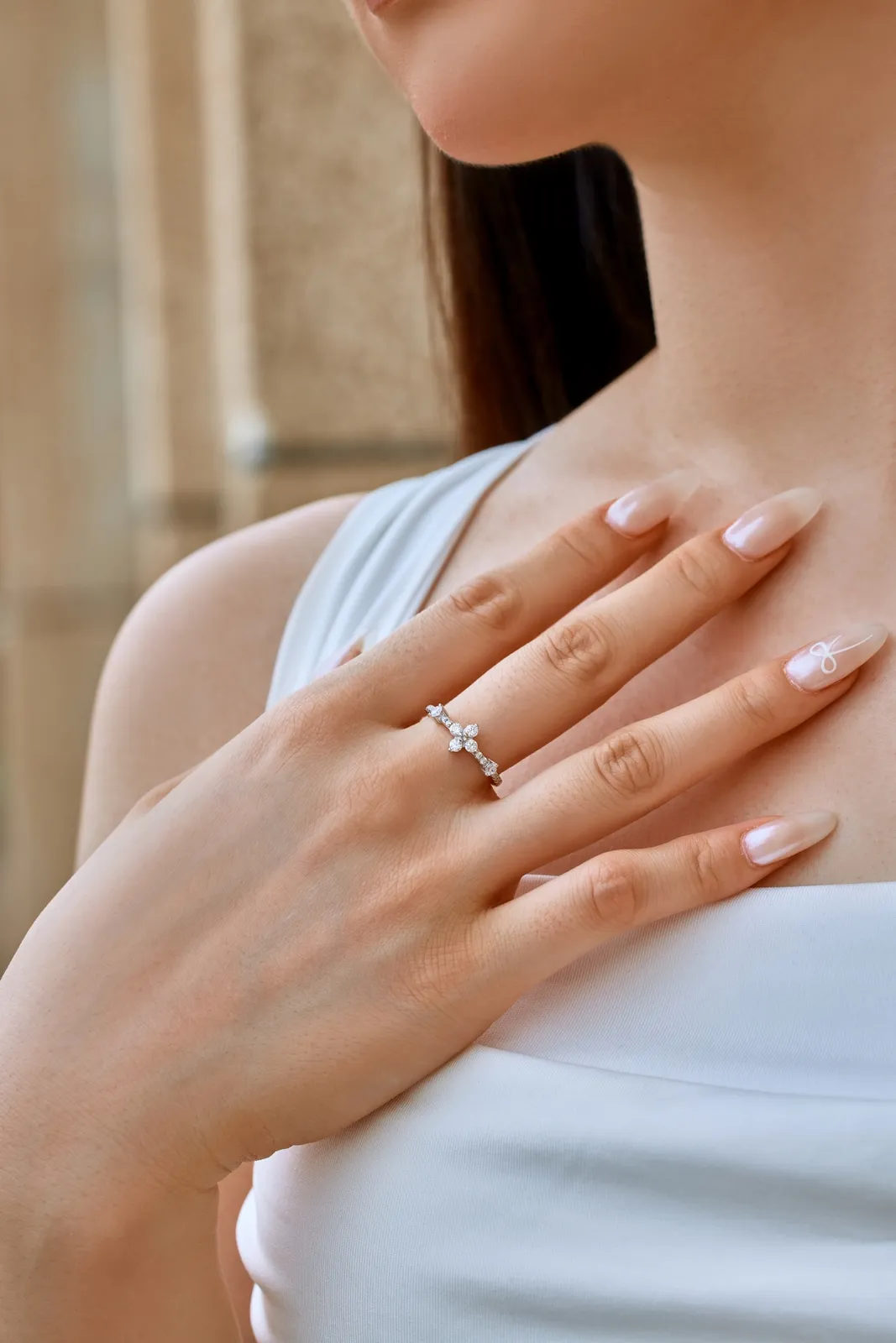 Cubic Zirconia Everyday Ring — 925 Sterling Silver, Rhodium Plated