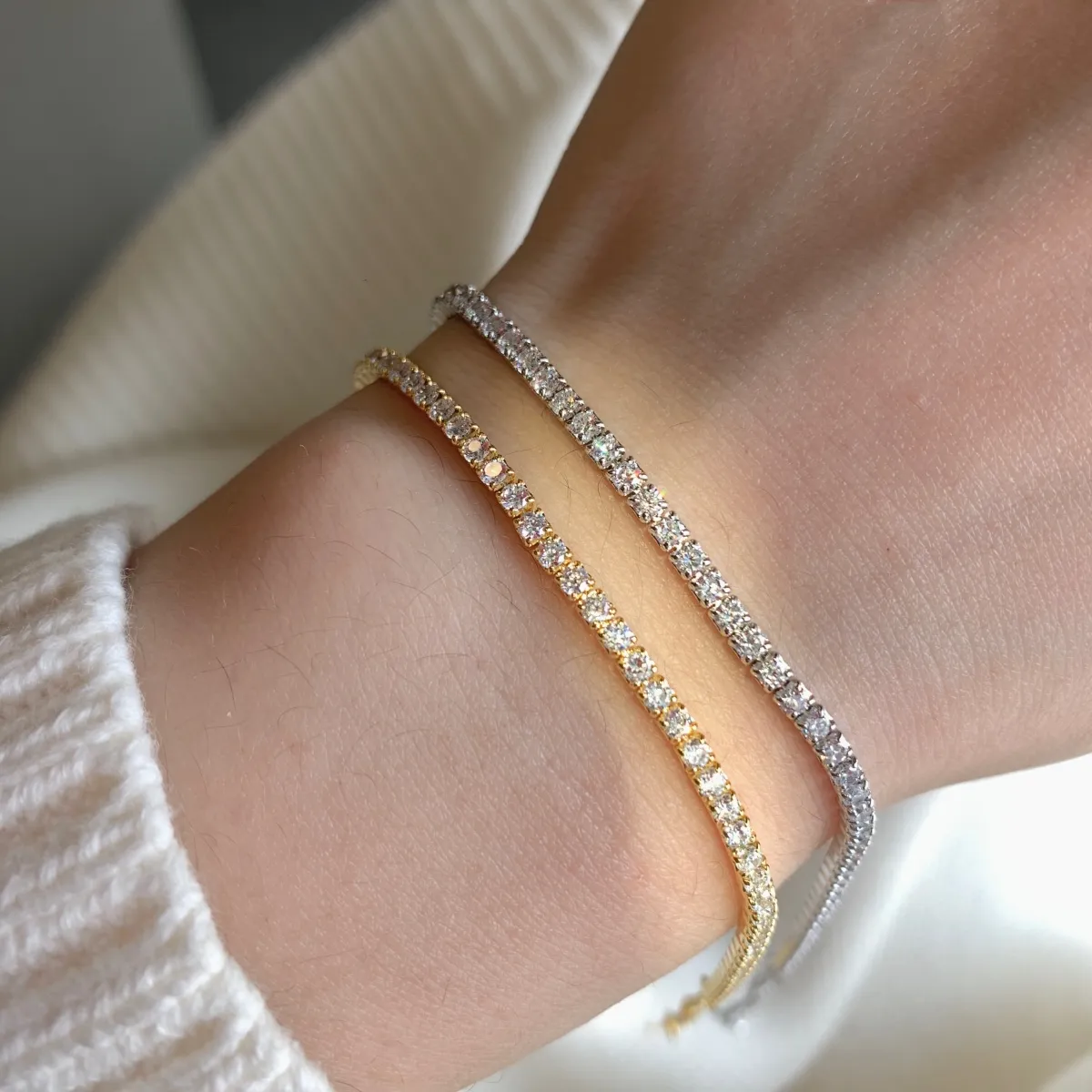 Minimalist Cubic Zirconia Sterling Silver Bracelet