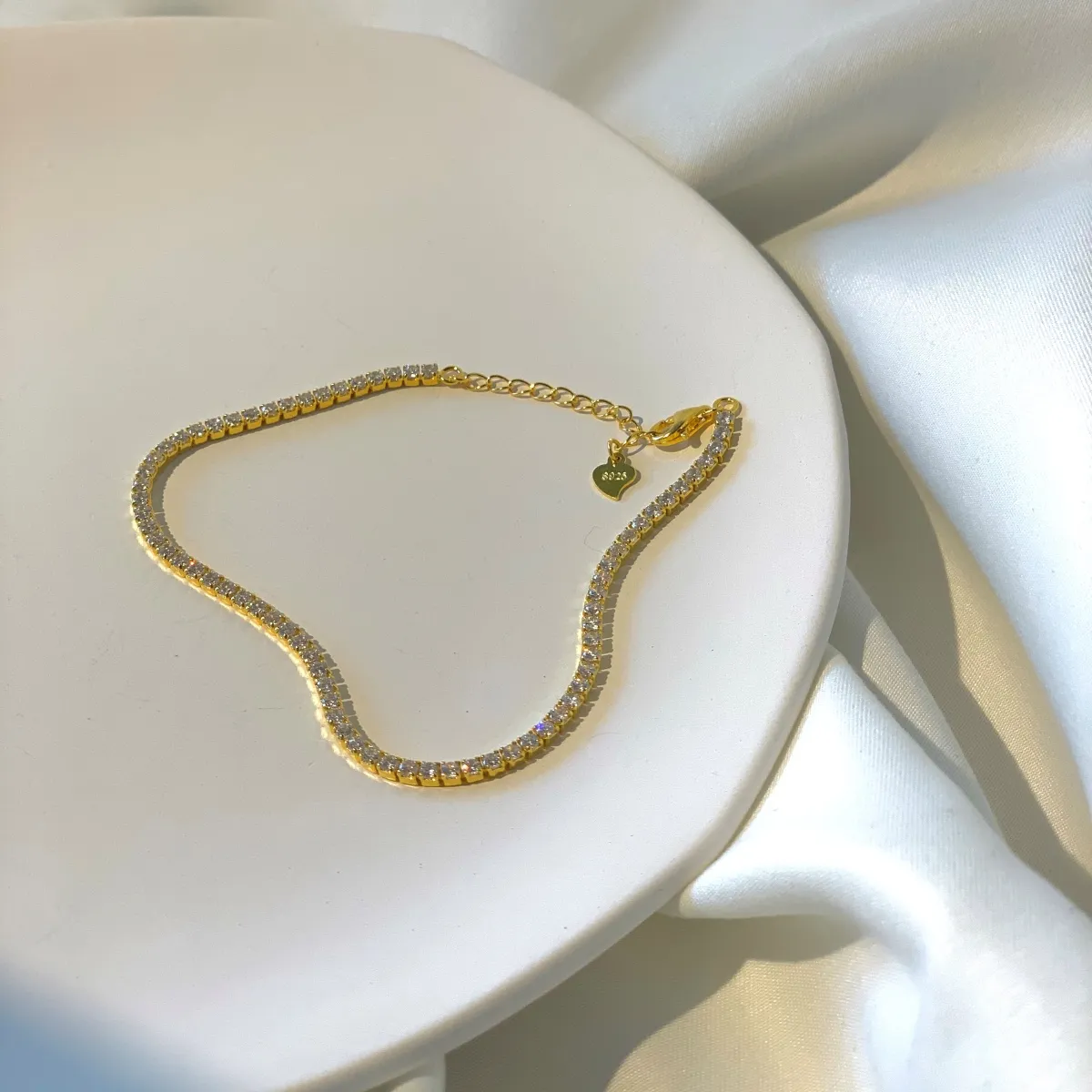 Minimalist Cubic Zirconia Sterling Silver Bracelet