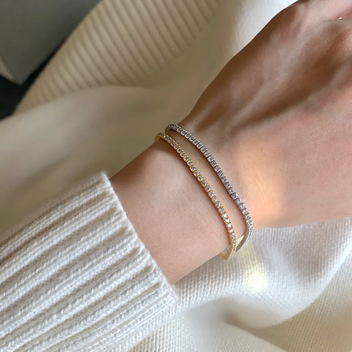 Minimalist Cubic Zirconia Sterling Silver Bracelet