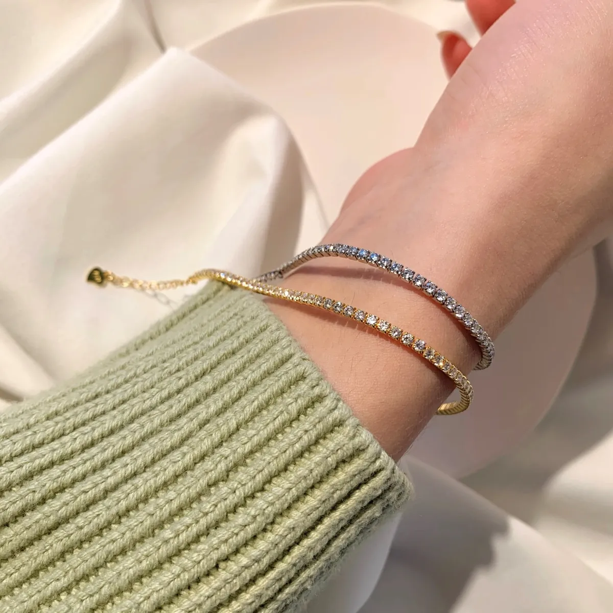 Minimalist Cubic Zirconia Sterling Silver Bracelet