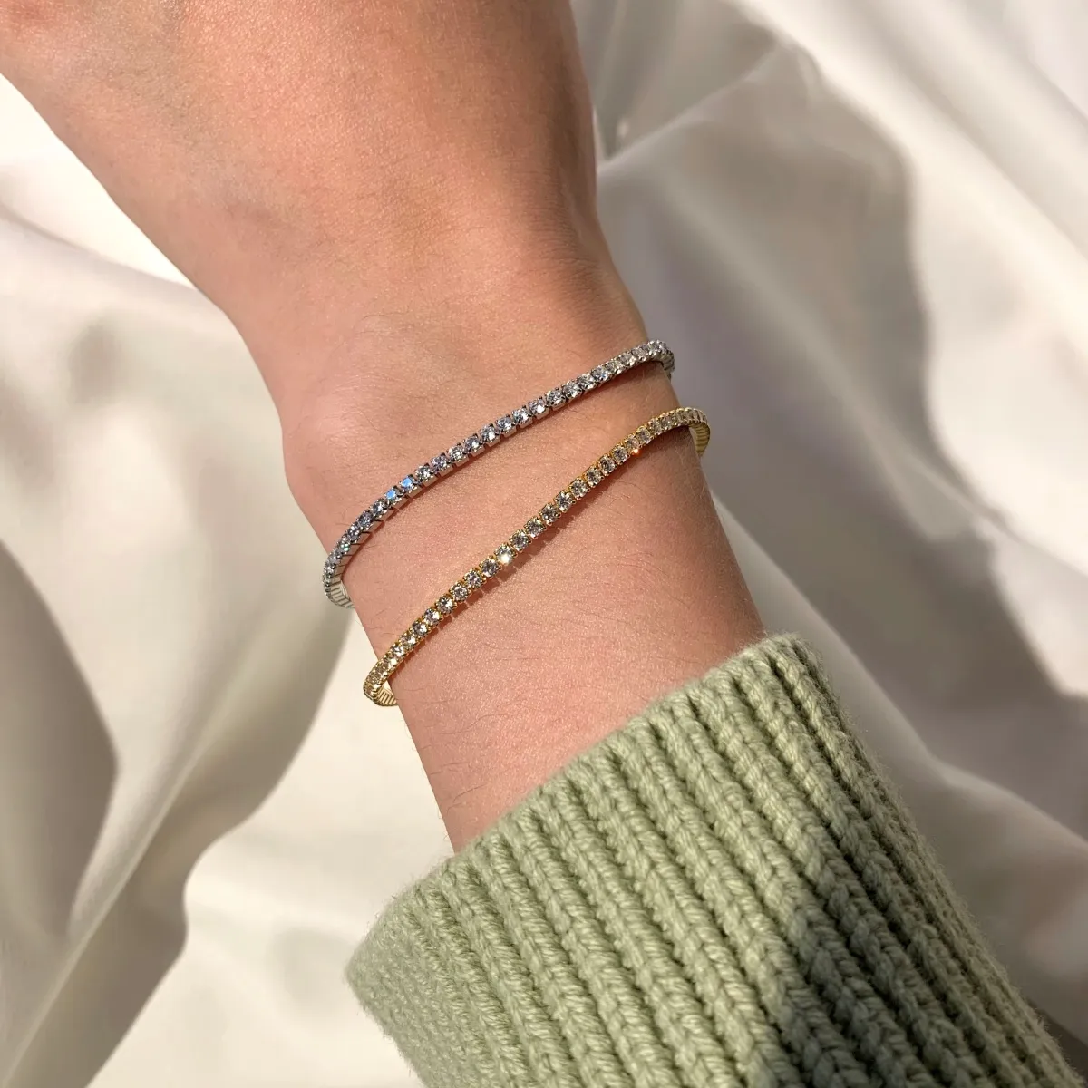Minimalist Cubic Zirconia Sterling Silver Bracelet