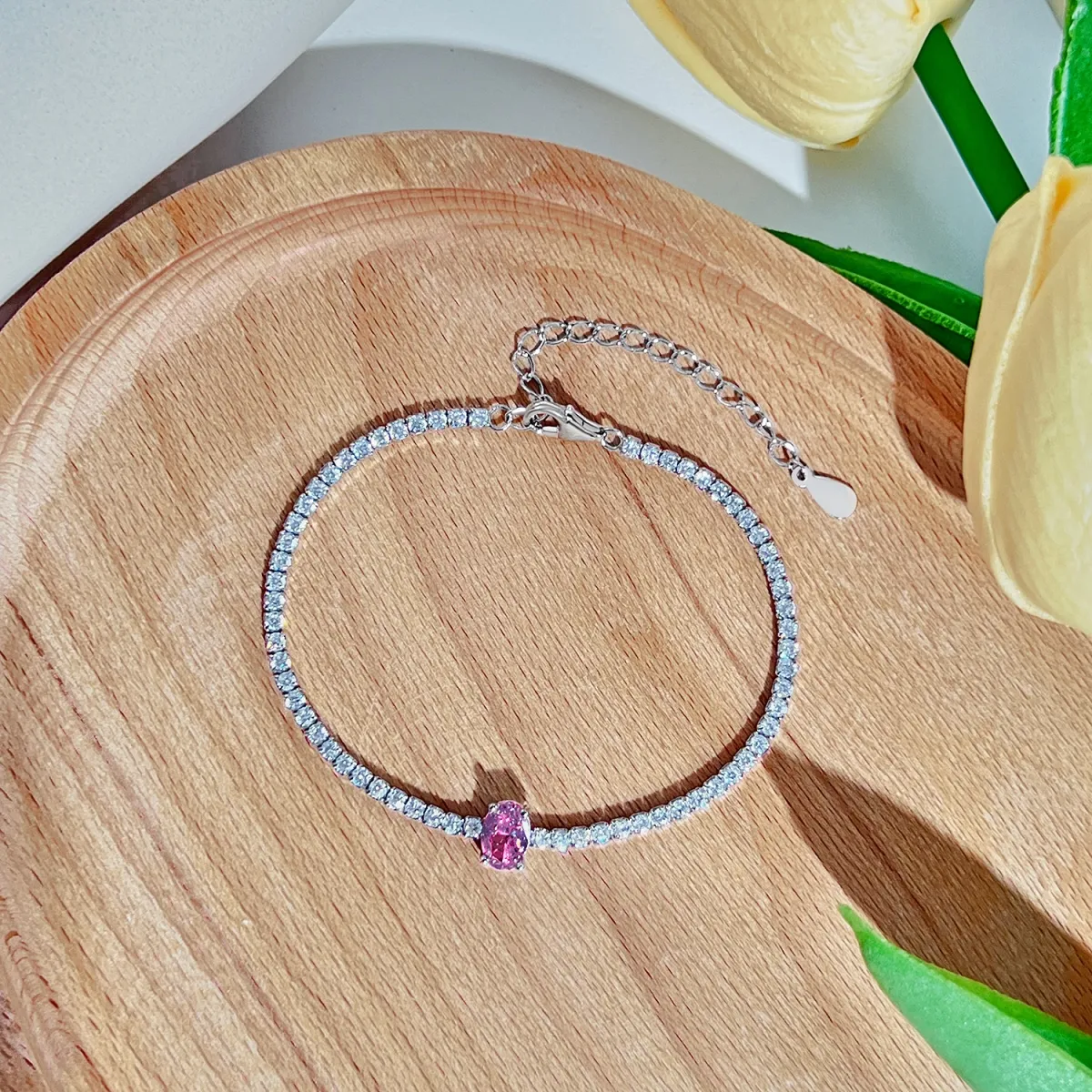 Rhodium Plated Sterling Silver Cubic Zirconia Bracelet