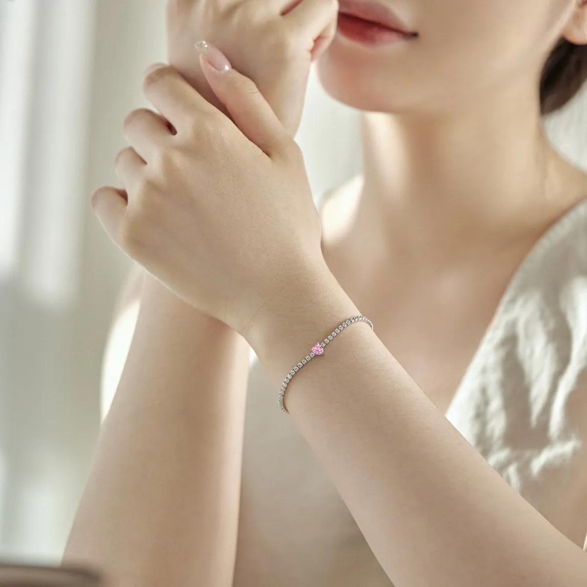 Minimalist Cubic Zirconia Sterling Silver Bracelet
