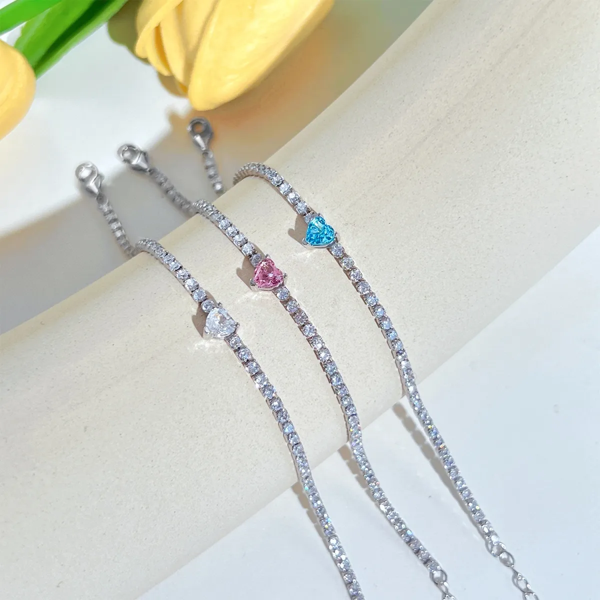 Minimalist Cubic Zirconia Sterling Silver Bracelet