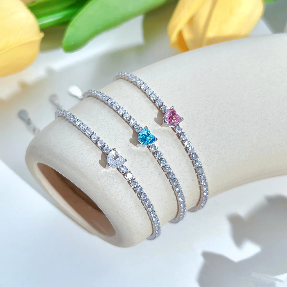Minimalist Cubic Zirconia Sterling Silver Bracelet