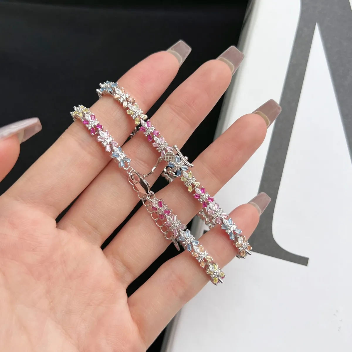 Minimalist Cubic Zirconia Sterling Silver Bracelet