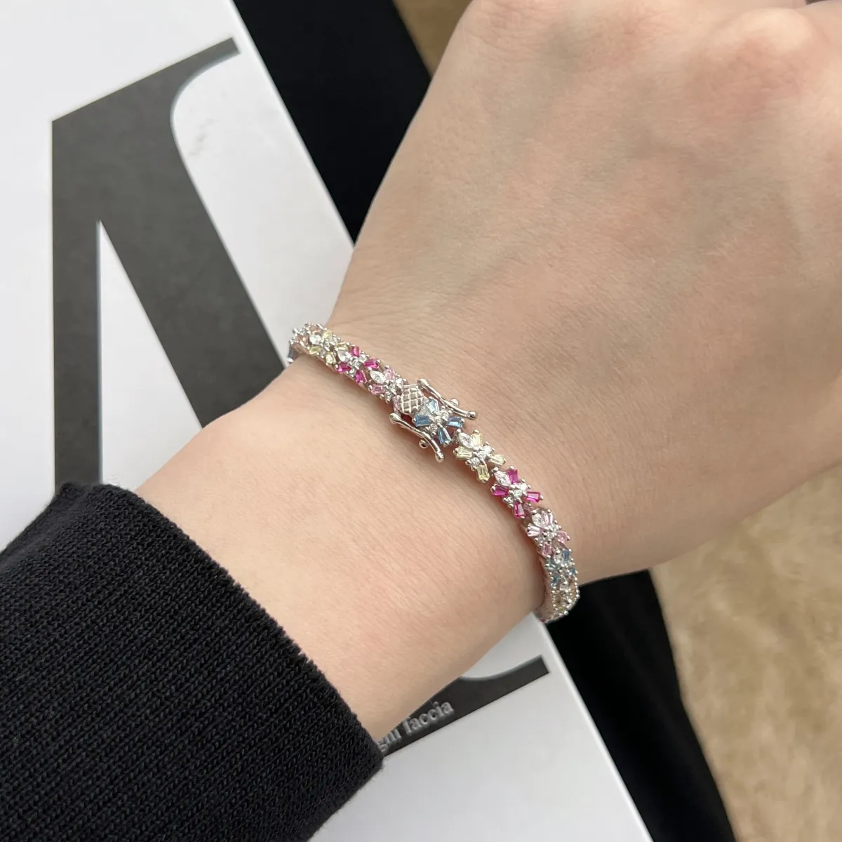 Minimalist Cubic Zirconia Sterling Silver Bracelet