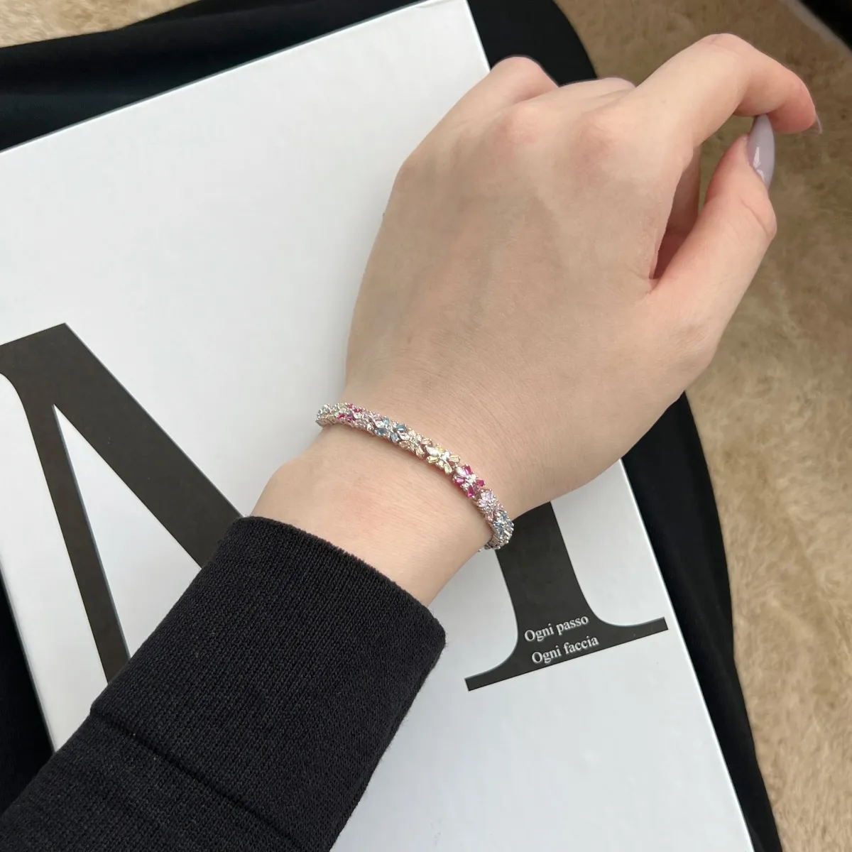 Minimalist Cubic Zirconia Sterling Silver Bracelet