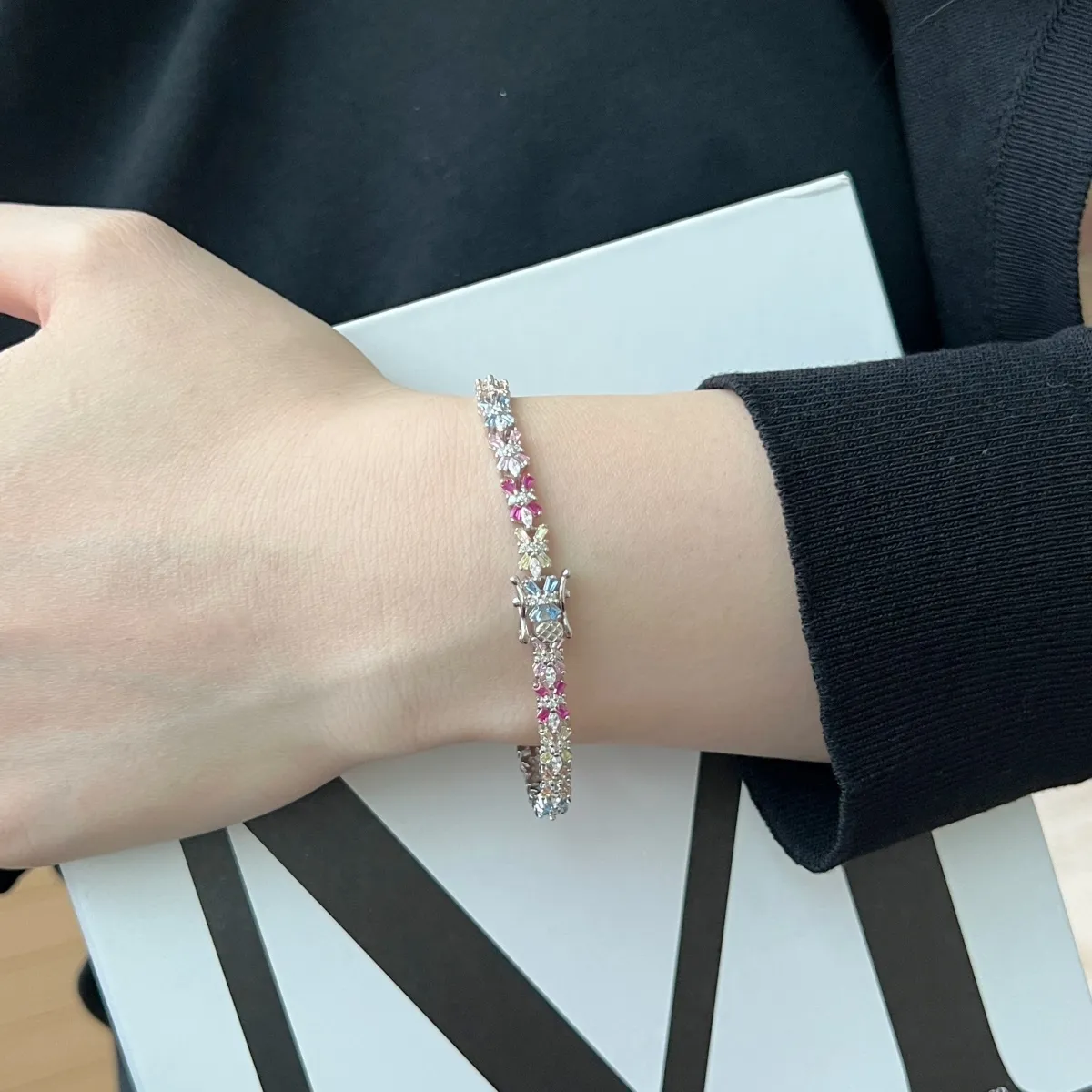 Minimalist Cubic Zirconia Sterling Silver Bracelet