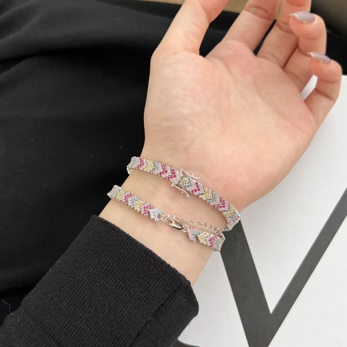 Minimalist Cubic Zirconia Sterling Silver Bracelet
