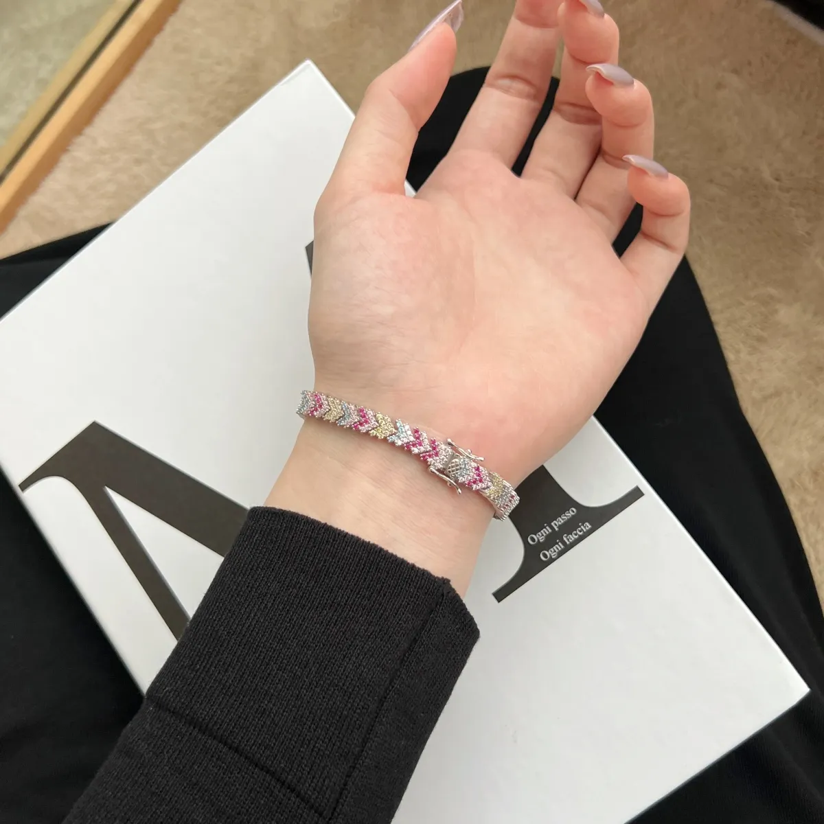 Minimalist Cubic Zirconia Sterling Silver Bracelet